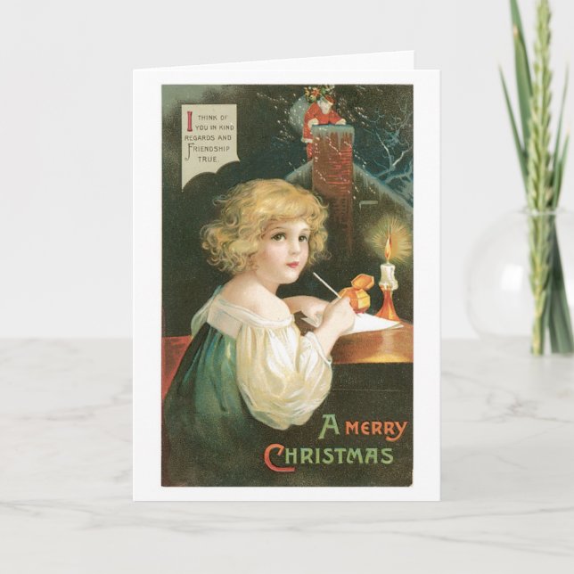 Cartes Pour Fêtes Annuelles Noël démodé, fille (Devant)