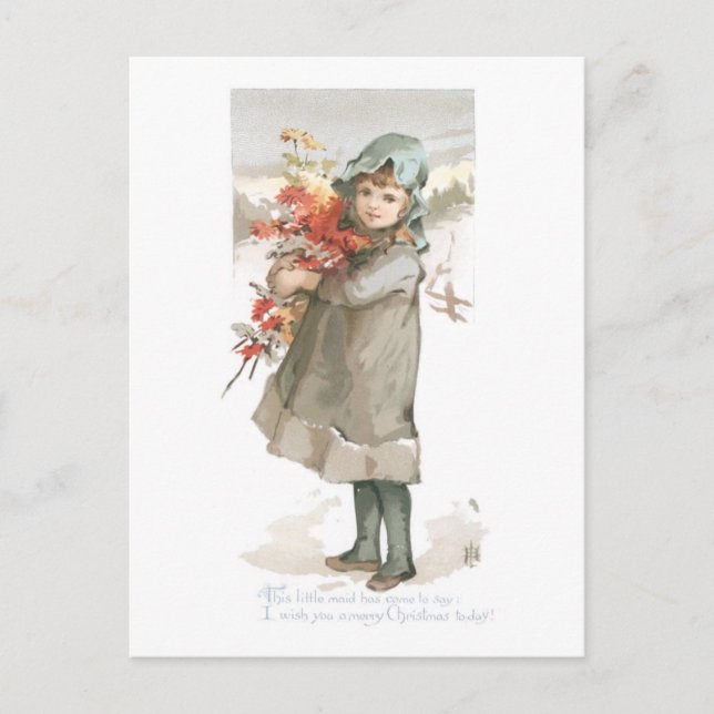 Cartes Pour Fêtes Annuelles Noël démodé, fille (Devant)