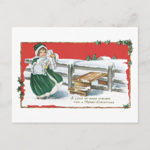 Cartes Pour Fêtes Annuelles Noël démodé, fille