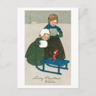 Cartes Pour Fêtes Annuelles Noël démodé, soeurs