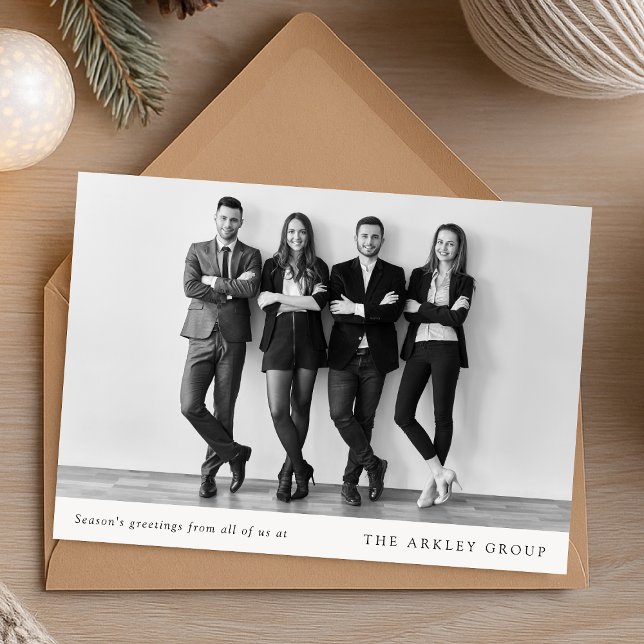 Cartes Pour Fêtes Annuelles Noël d'entreprise | Black and White Business (Mininal corporate Christmas card created for professional and sleek holiday greetings)