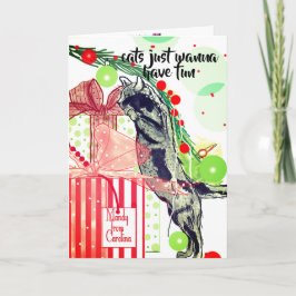 Cartes Pour Fêtes Annuelles Noël des amoureux des chats avec l'art du chat esp