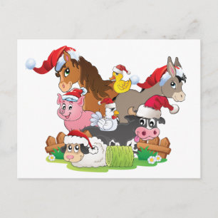 Cartes Pour Fêtes Annuelles Noël des animaux de ferme
