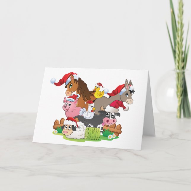 Cartes Pour Fêtes Annuelles Noël des animaux de ferme (Devant)