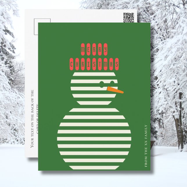 Cartes Pour Fêtes Annuelles Noël des bonhomme de neige vert moderne (Créateur téléchargé)