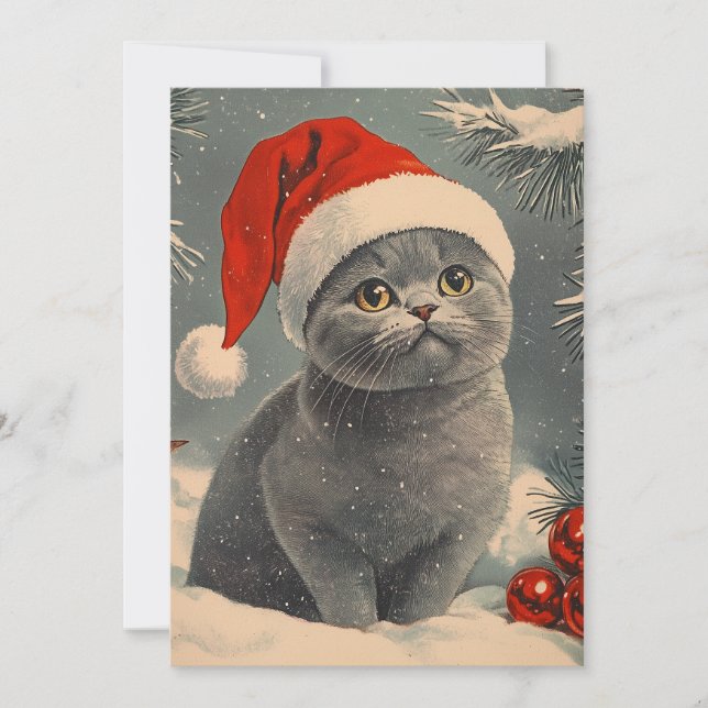 Cartes Pour Fêtes Annuelles Noël des chats Chartreux (Devant)