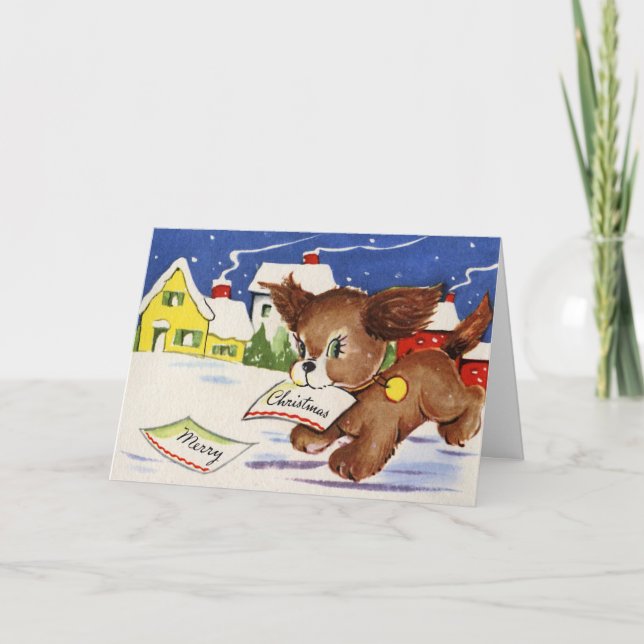 Cartes Pour Fêtes Annuelles Noël des chiots (Devant)