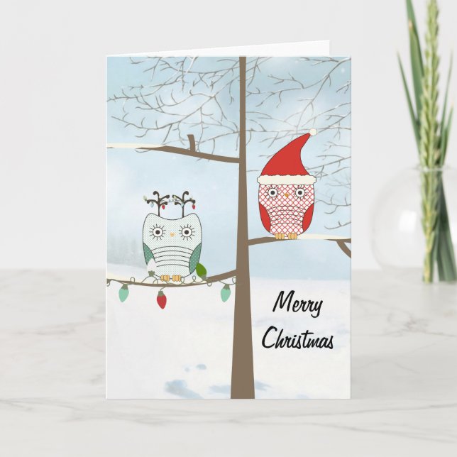 Cartes Pour Fêtes Annuelles Noël des Chouettes (Devant)
