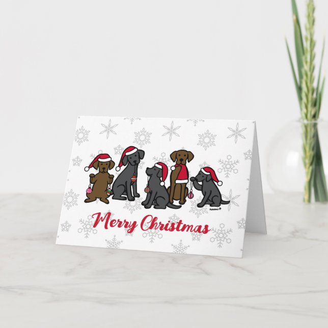 Cartes Pour Fêtes Annuelles Noël des Cinq Labradors (Devant)
