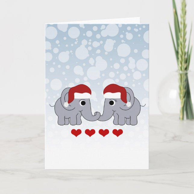Cartes Pour Fêtes Annuelles Noël des éléphants (Devant)