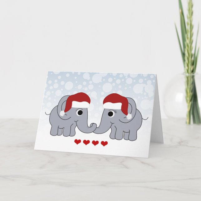 Cartes Pour Fêtes Annuelles Noël des éléphants (Devant)