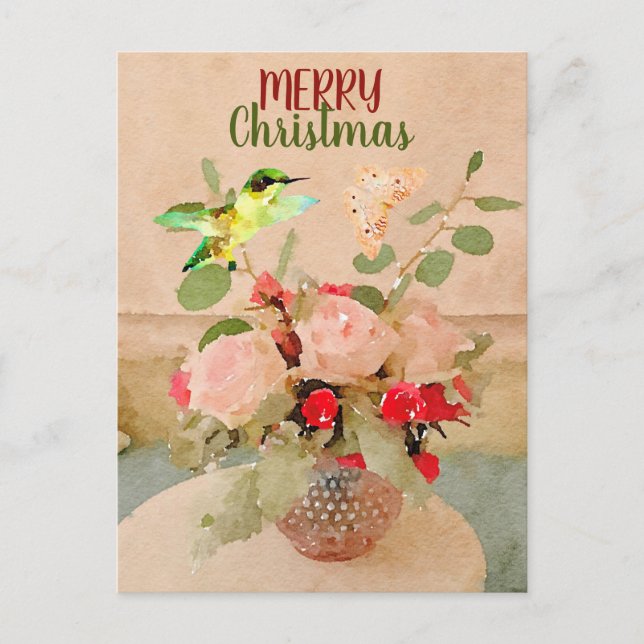 Cartes Pour Fêtes Annuelles Noël des papillons et des colibris (Devant)