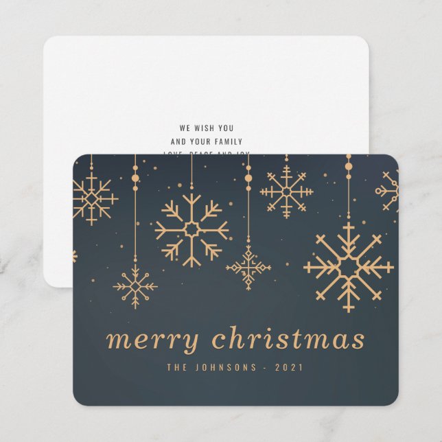 Cartes Pour Fêtes Annuelles Noël des snowflics d'hiver modernes (Devant / Derrière)