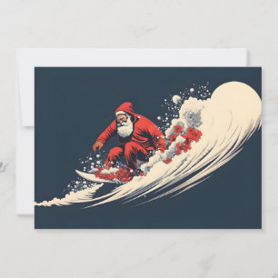 Cartes Pour Fêtes Annuelles Noël d'été de Surfing Père Noël