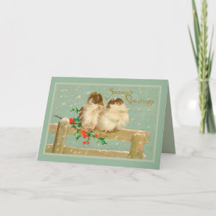 Cartes Pour Fêtes Annuelles Noël deux oiseaux sur une clôture