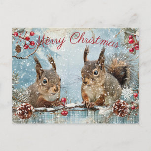 Cartes Pour Fêtes Annuelles Noël d'hiver de l'écureuil