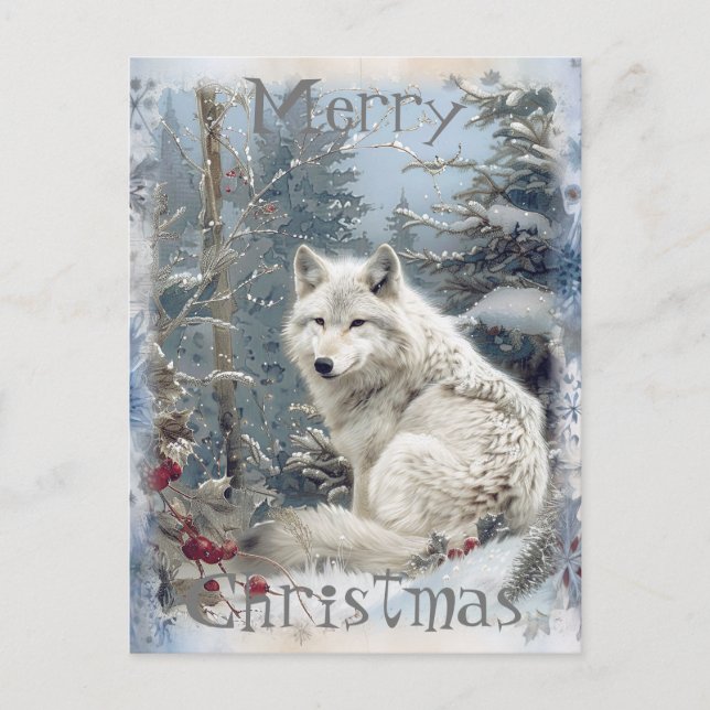 Cartes Pour Fêtes Annuelles Noël d'hiver du loup (Devant)