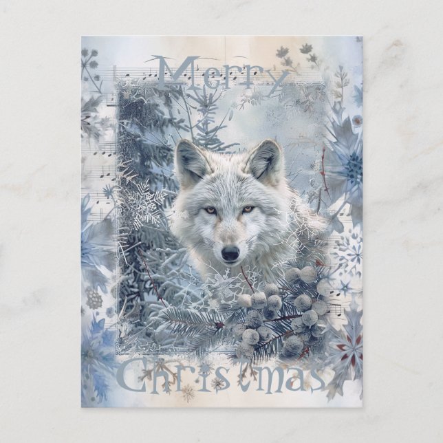 Cartes Pour Fêtes Annuelles Noël d'hiver du loup (Devant)