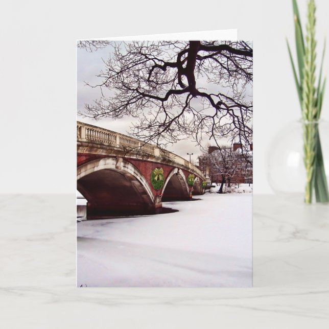 Cartes Pour Fêtes Annuelles Noël d'hiver sur la rivière Charles Boston (Devant)