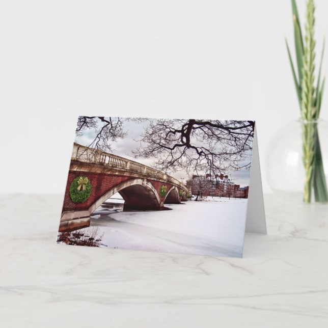 Cartes Pour Fêtes Annuelles Noël d'hiver sur la rivière Charles Boston (Devant)