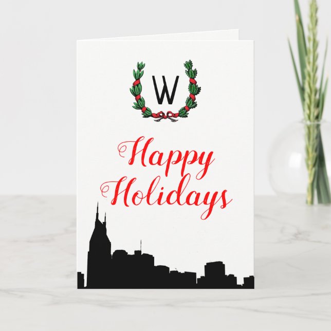 Cartes Pour Fêtes Annuelles Noël d'horizon de Nashville bonnes fêtes (Devant)