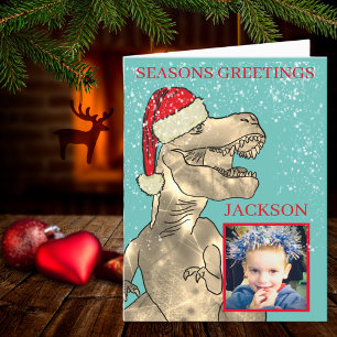 Cartes Pour Fêtes Annuelles Noël Dinosaure T-Rex ajouter Photo