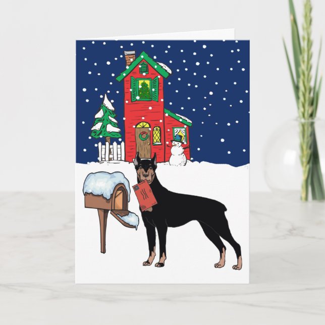 Cartes Pour Fêtes Annuelles Noël Doberman (Devant)