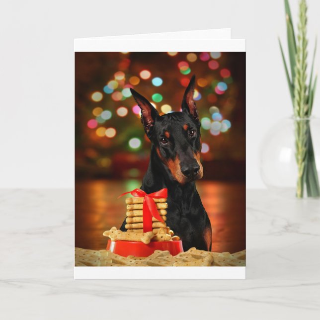Cartes Pour Fêtes Annuelles Noël Doberman (Devant)