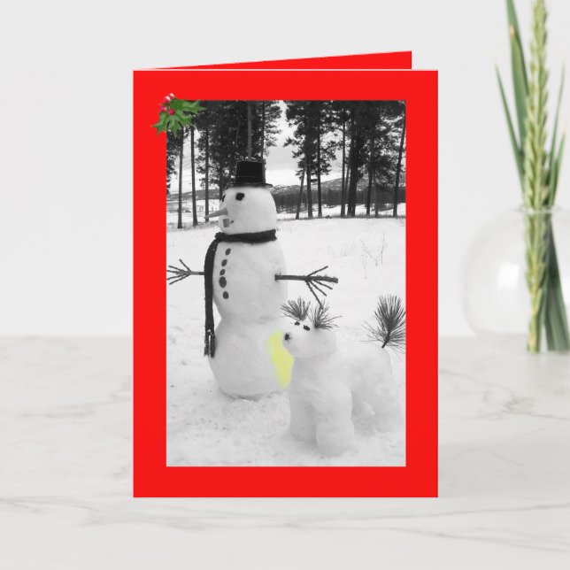 Cartes Pour Fêtes Annuelles Noël drôle de bonhomme de neige (Devant)