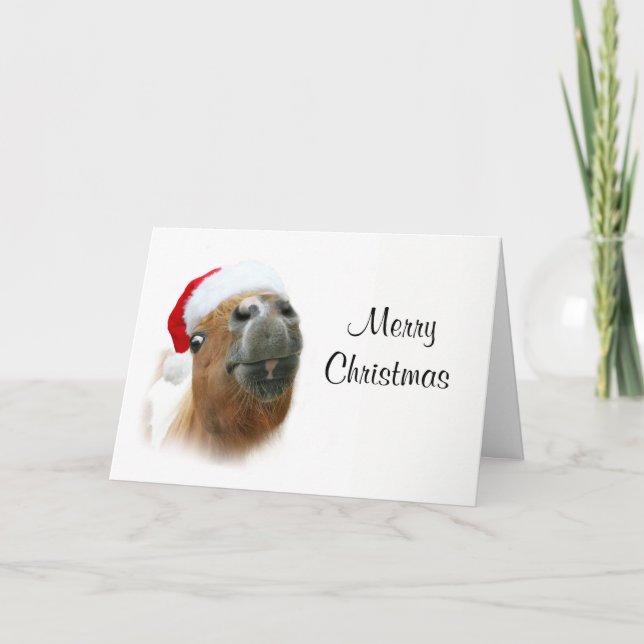 Cartes Pour Fêtes Annuelles Noël drôle de cheval (Devant)