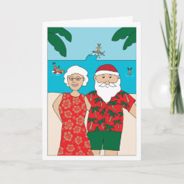Cartes Pour Fêtes Annuelles Noël drôle de plage du père noël