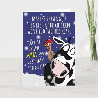 Cartes Pour Fêtes Annuelles Noël Drôle Du Poulet Et De La Vache