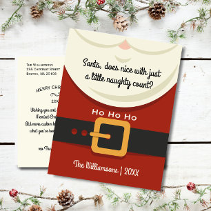 Cartes Pour Fêtes Annuelles Noël drôle Père Noël Naughty & Nice Holiday