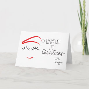 Cartes Pour Fêtes Annuelles Noël drôle, "Réveillez-vous c'est Noël" Lashes