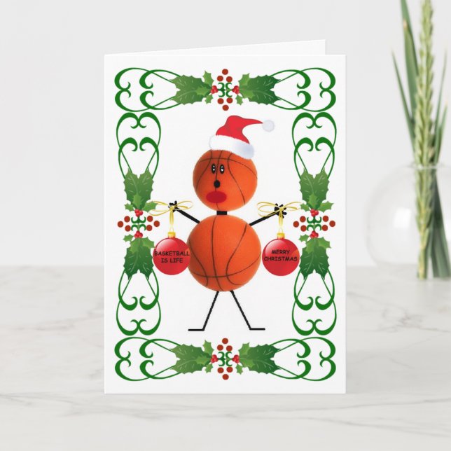 Cartes Pour Fêtes Annuelles Noël du basket-ball (Devant)