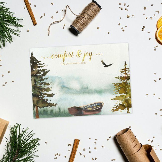 Cartes Pour Fêtes Annuelles Noël du bateau de rangée rustique (Créateur téléchargé)