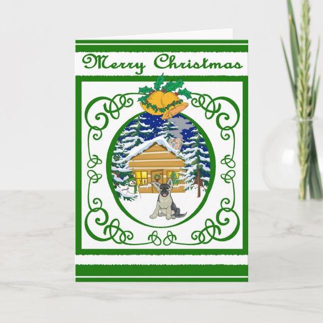 Cartes Pour Fêtes Annuelles Noël du berger allemand (Devant)