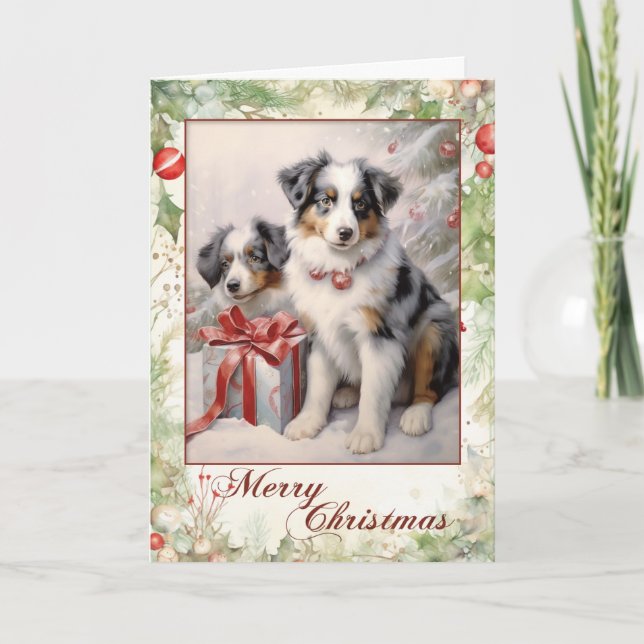 Cartes Pour Fêtes Annuelles Noël du berger australien (Devant)