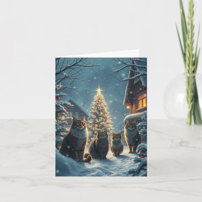 Cartes Pour Fêtes Annuelles Noël du chat (Devant)