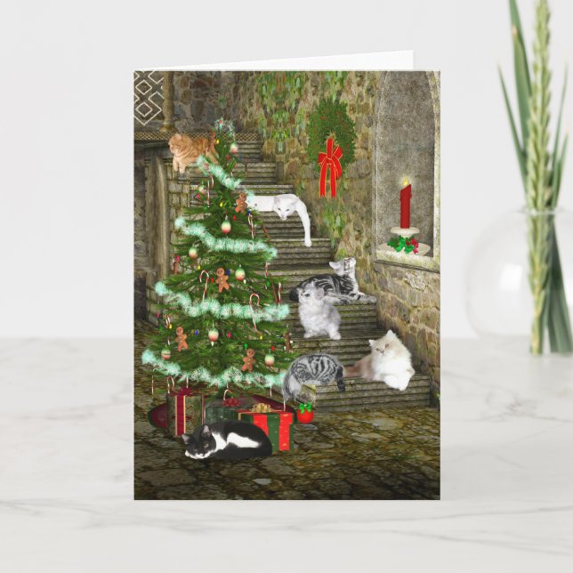 Cartes Pour Fêtes Annuelles Noël du chat (Devant)