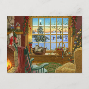 Cartes Pour Fêtes Annuelles Noël du chat cosy