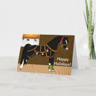 Cartes Pour Fêtes Annuelles Noël du Cheval d'Arabie Noire