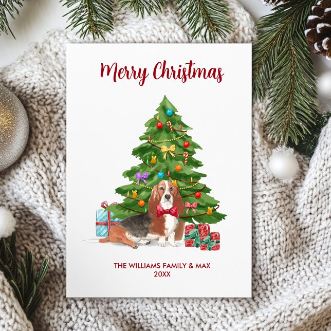 Cartes Pour Fêtes Annuelles Noël du chien Basset Hound (Créateur téléchargé)