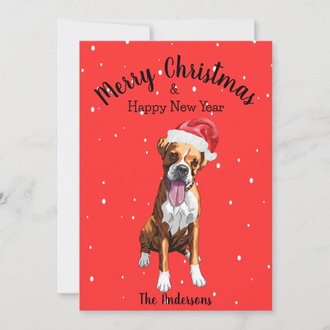 Cartes Pour Fêtes Annuelles Noël du chien de boxe (Devant)