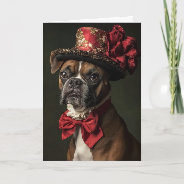 Cartes Pour Fêtes Annuelles Noël du chien de boxe victorien (Devant)