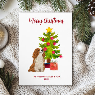 Cartes Pour Fêtes Annuelles Noël du chien espagnol Cavalier King Charles