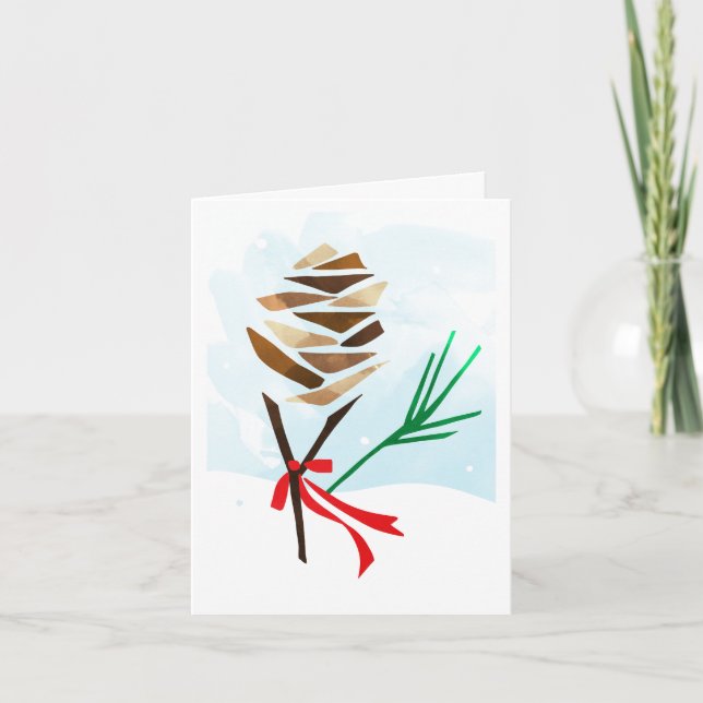 Cartes Pour Fêtes Annuelles Noël du cône de pin illustré (Devant)