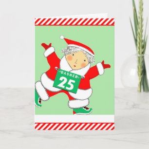 Cartes Pour Fêtes Annuelles Noël du coureur en course