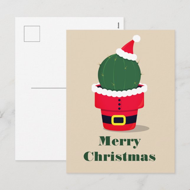 Cartes Pour Fêtes Annuelles Noël du désert de père Noël Cactus (Devant / Derrière)