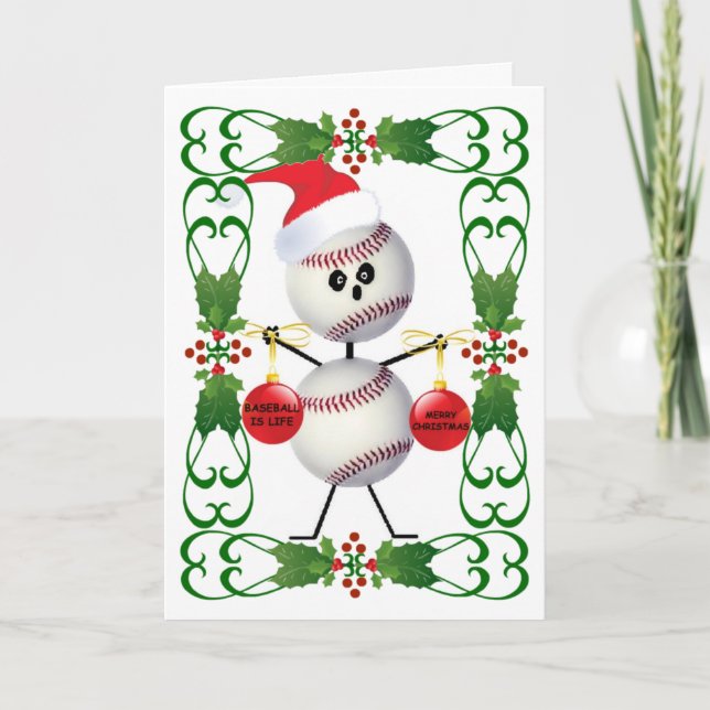 Cartes Pour Fêtes Annuelles Noël du dessin de base-ball (Devant)